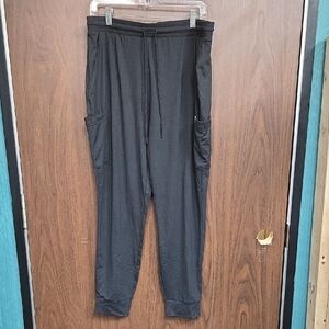Frank & Oak Size L Charcoal High Waisted Cargo Jogger Pant